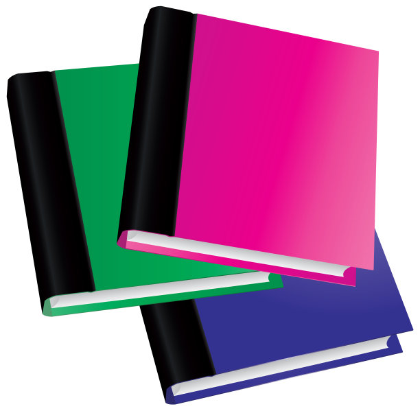 插图的彩色集经典书籍在前视图孤立在白色的背景。图片下载