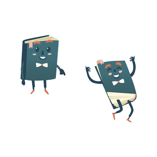 矢量卡通微笑人性化书集孤立素材图片