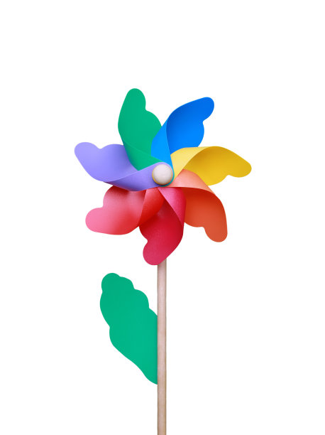 彩色风车在白色的背景。图片下载