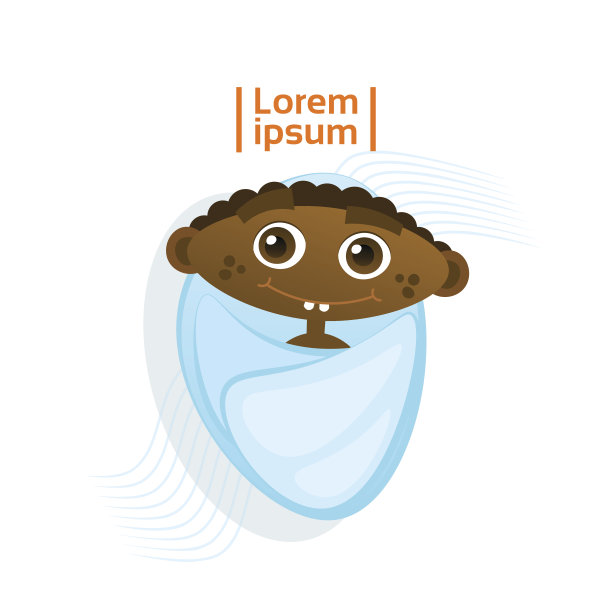 可爱的非洲裔美国婴儿男孩襁褓学步快乐卡通婴儿图片下载