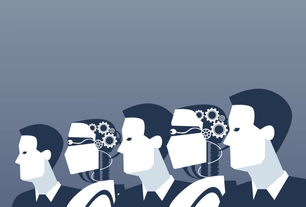 人类和机器人现代人类和人工智能未来机制技术素材图片