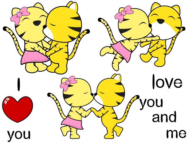 可爱可爱的老虎卡通爱情集图片下载