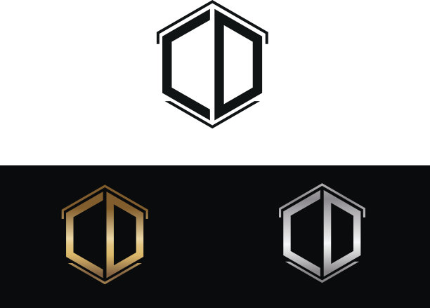 CD字母与六角形标志相连图片下载