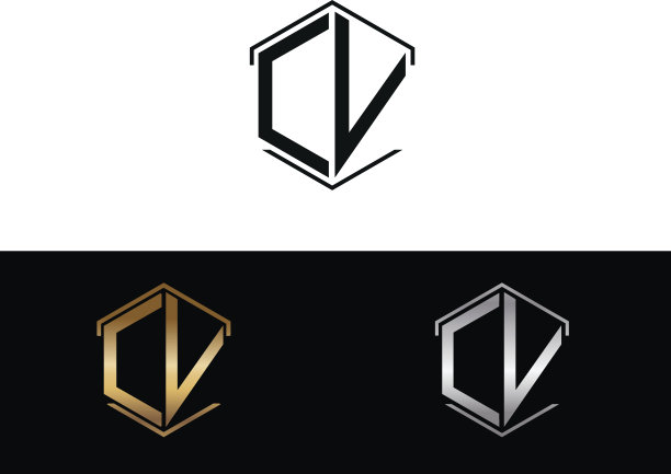 简历字母与六边形标志相连图片下载