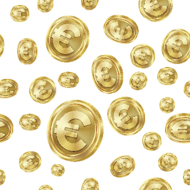 欧元无缝模式向量。金币。孤立的背景。黄金金融银行纹理图片下载