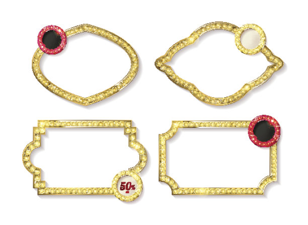 大套复古的框架与发光的灯。图片下载