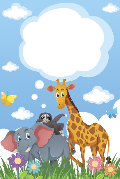 背景模板与动物在花园里图片下载