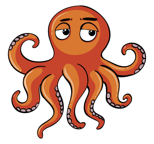 橙色的章鱼，睡脸图片下载