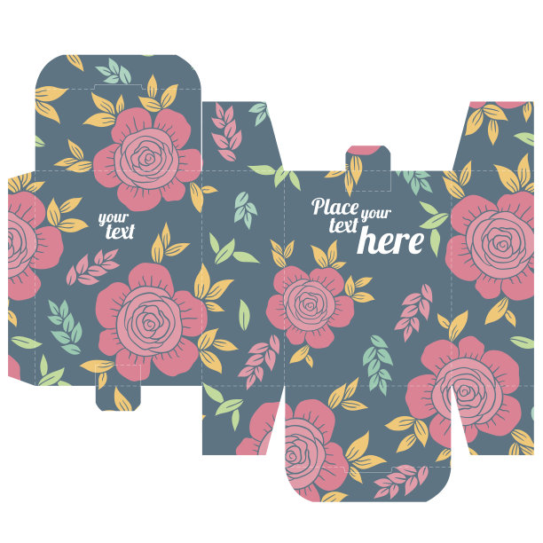 礼物婚礼喜欢模具盒设计模板与自然的图案图片下载