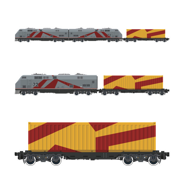 灰色机车和橙色集装箱图片下载