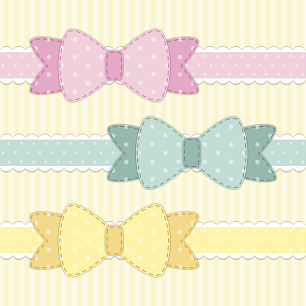 不同的复古织物蝴蝶结在破旧别致的风格图片下载