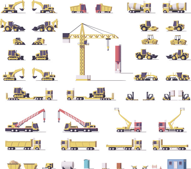 矢量低聚建筑机械图片下载