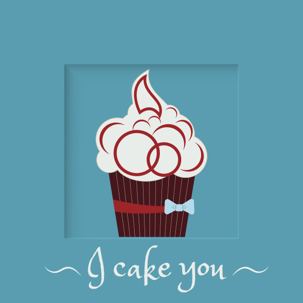 蓝色背景上有蝴蝶结的勃艮第蛋糕图片下载