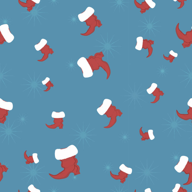 无缝圣诞背景与圣诞老人鞋图片下载