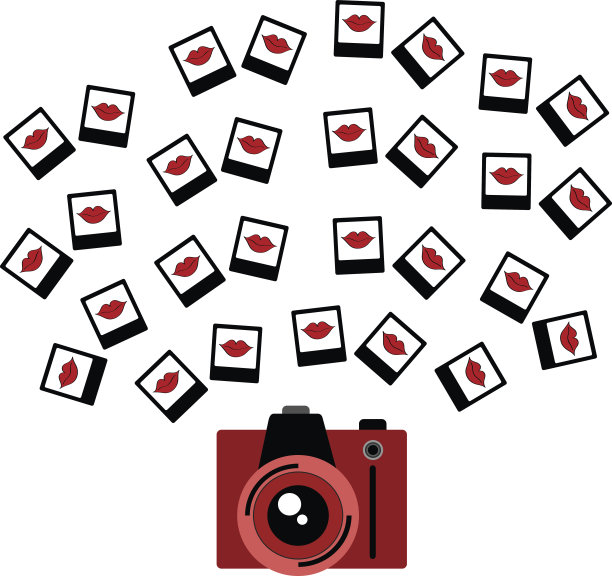 相机和爱的照片矢量背景图片下载