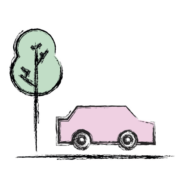 汽车运输在公路上途经有树图片下载