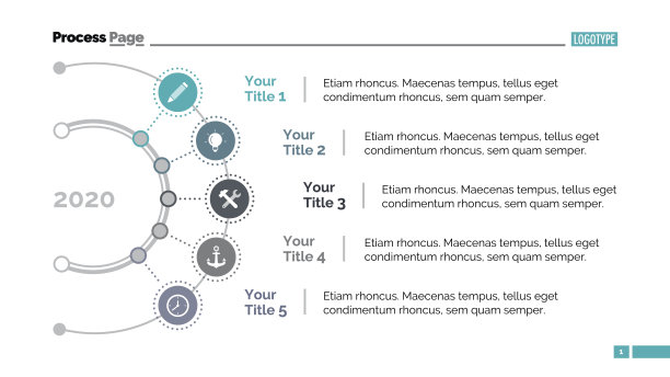 年图幻灯片模板中的五点图片下载