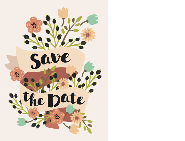 矢量水彩模板保存日期与花框，叶。艺术矢量设计横幅，贺卡，销售，海报图片下载