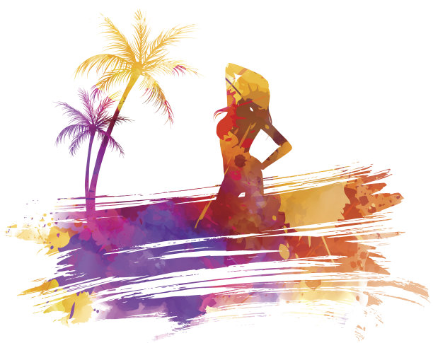 夏天水彩背景图片下载