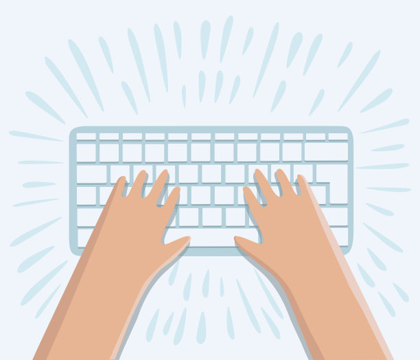 手操作键盘在工作空间与设备平面设计俯视图图片下载