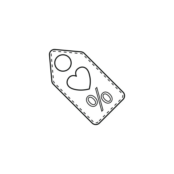 情人节销售标签与心线图标图片下载