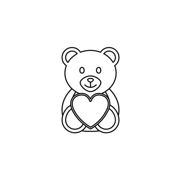 泰迪熊的心线图标，软玩具图片下载