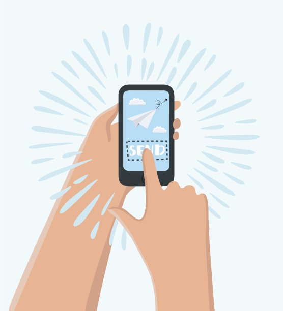 手握智能手机与电子邮件图标图片下载