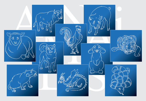 牛，鸡，狗，龙，猪，兔，鼠，羊，蛇，虎图片下载