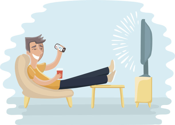 坐在沙发上看电视的男人在他上面说着泡泡话图片下载
