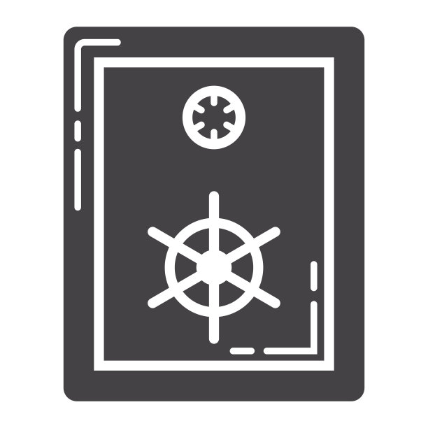 方块字形图标，商业和金融，银行安全标志矢量图形，白色背景上的立体图案，每股收益10。图片下载