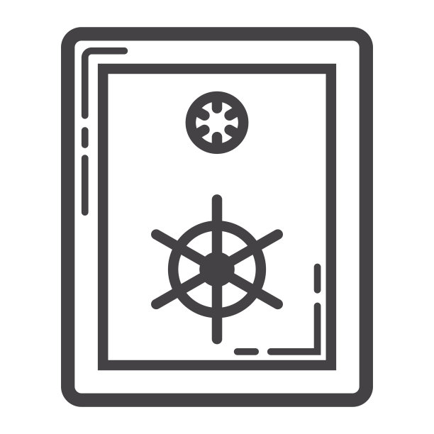 方块线图标，商业和金融，银行安全标志矢量图形，白色背景上的线性图案，每股收益10。图片下载