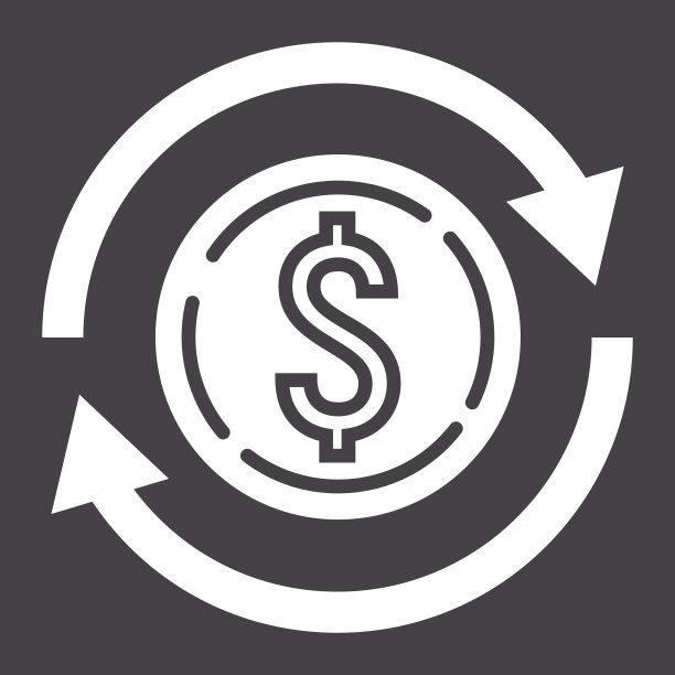 交换符号图标，商业和金融，美元符号矢量图形，黑色背景上的固体图案，每股收益10。图片下载