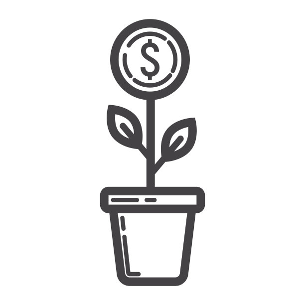 投资增长线图标，商业和金融，硬币工厂符号矢量图形，白色背景上的线性模式，每股收益10。图片下载