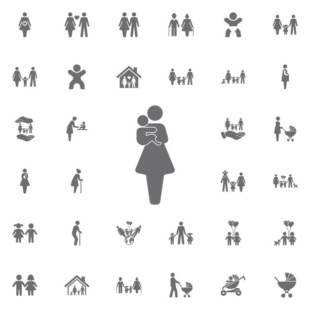 婴儿和母亲的图标。一组家庭图标图片下载