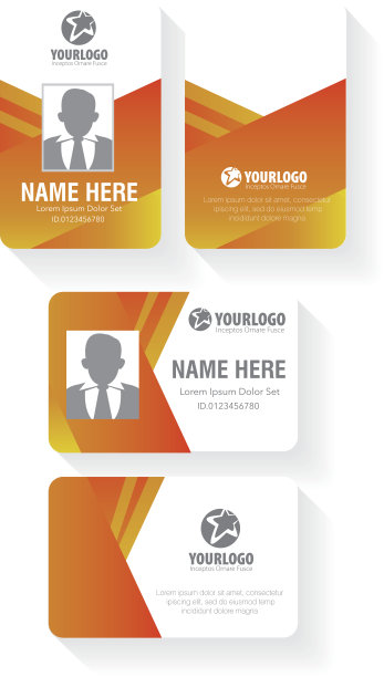 垂直和水平识别身份证设置矢量插图图片下载