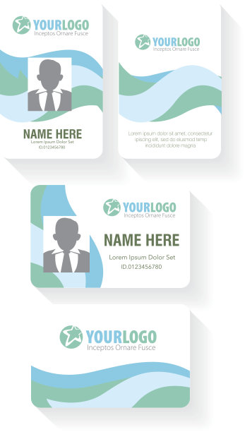 垂直和水平识别身份证设置矢量插图图片下载