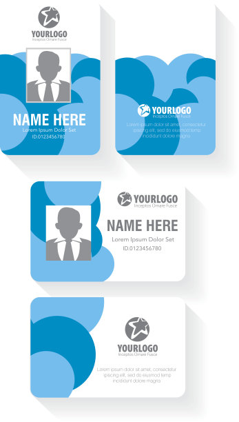 垂直和水平识别身份证设置矢量插图图片下载