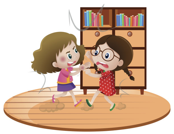 两个女孩在房间里打架图片下载