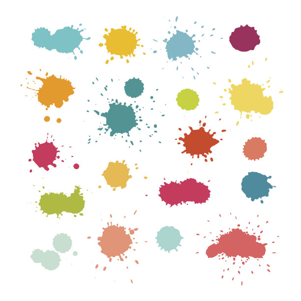 彩色颜料飞溅和下降向量图片下载