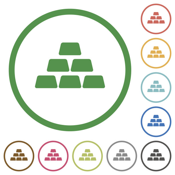 堆叠的金条平面图标与轮廓图片下载