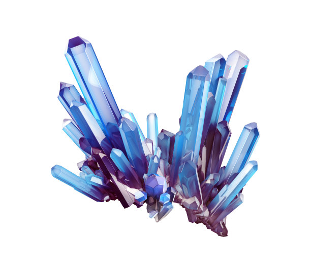3d渲染，蓝色水晶孤立在白色背景，宝石，天然金块，深奥的配件图片下载