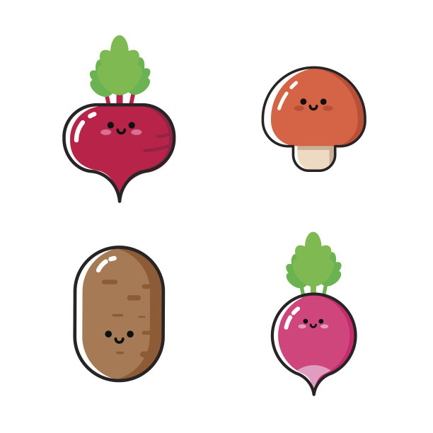 一套卡通蔬菜插图图片下载
