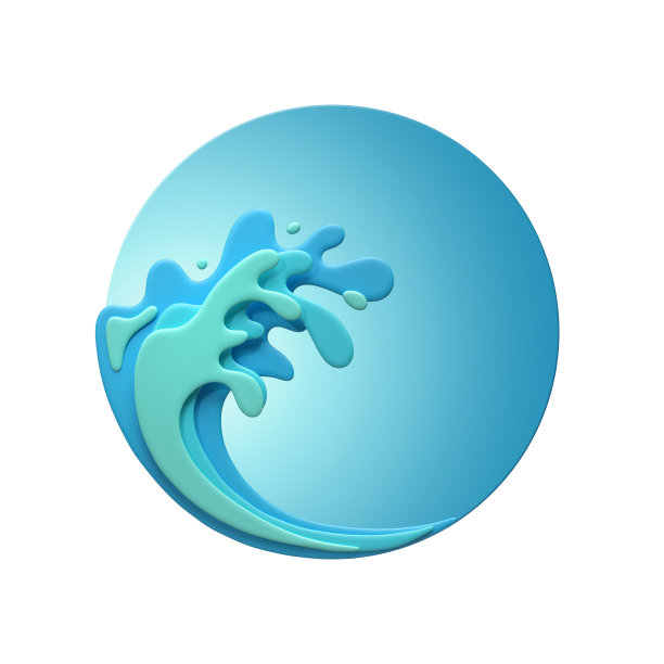 3d渲染，装饰纸工艺，海浪，海水飞溅，设计元素，剪贴艺术孤立的白色背景图片下载