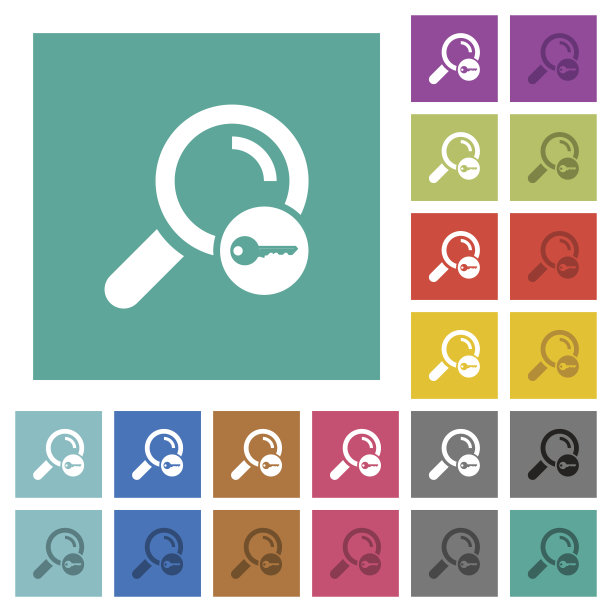 安全搜索方形平面多色图标图片下载