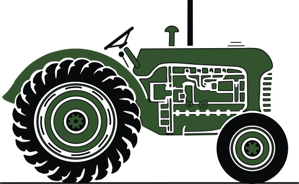 旧农用拖拉机侧面的视图说明图片下载
