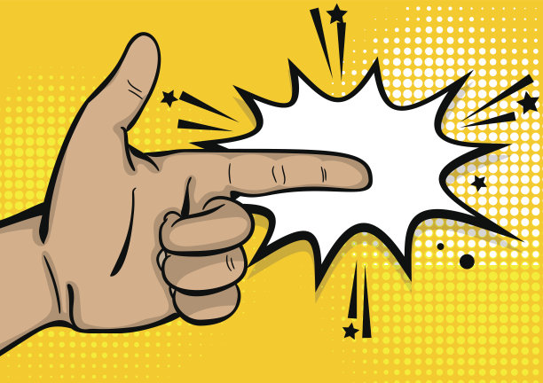 波普艺术强壮的男子手伸出手指素材图片