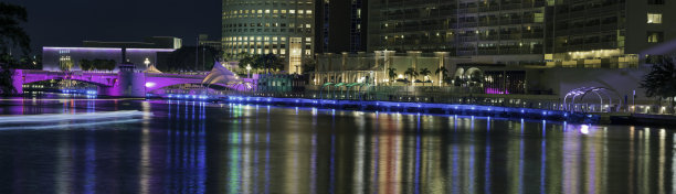 佛罗里达州坦帕市的肯尼迪街大桥和滨河步道图片下载