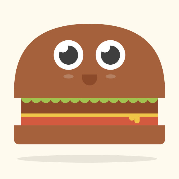 可爱的汉堡包，大眼睛和脸上的微笑图片下载