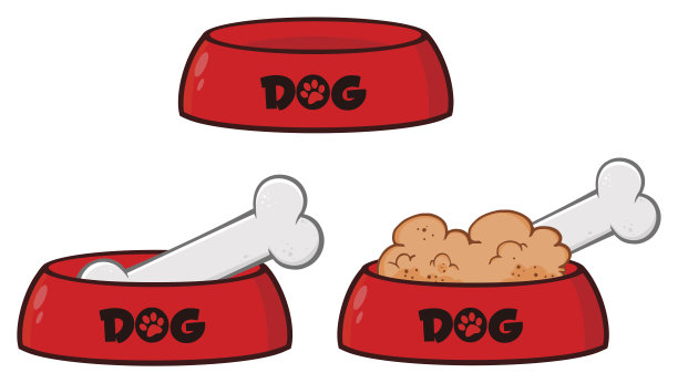 狗碗与动物食物和骨画简单设计集1。集合图片下载
