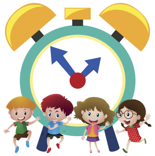 快乐的孩子和大闹钟图片下载